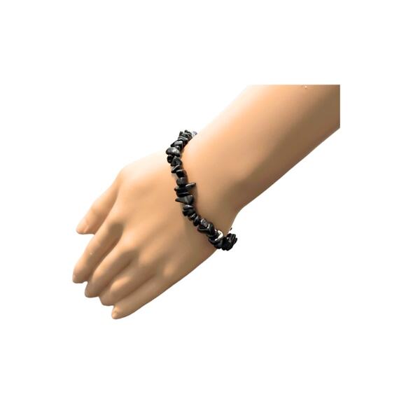 Shungite Bracelet EMF Protection Tumbled Chip Beads Stretch Healing Jewelry - Picture 3 of 3